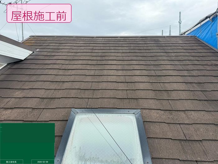 八尾市高安町 築25年 スレート屋根 塗装前の全景