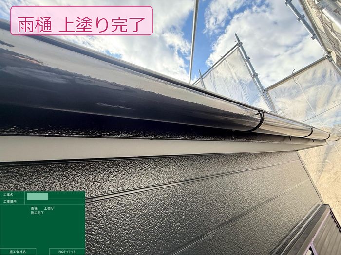 松原市別所 築25年 サイディング外壁 雨樋上塗り完了