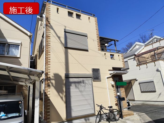八尾市 築25年 ALC外壁 正面外観全景 施工後