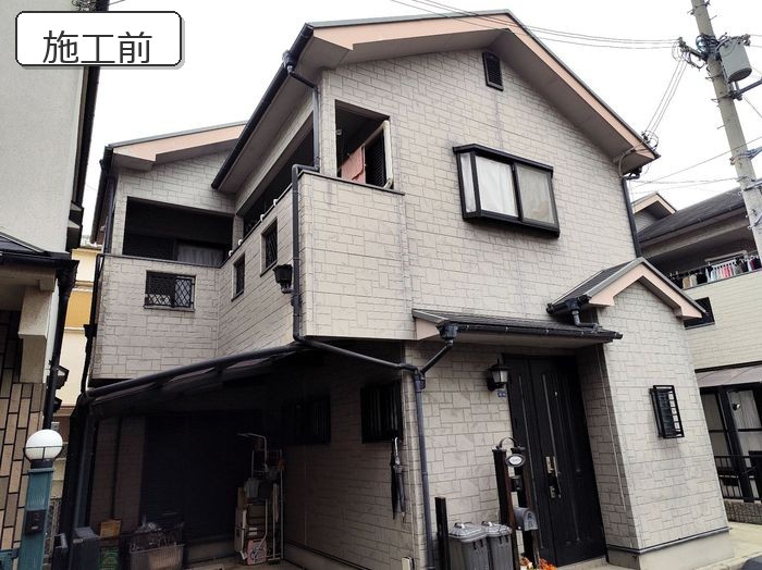 松原市 築25年 窯業系サイディング外壁 カーポート側外観 施工前