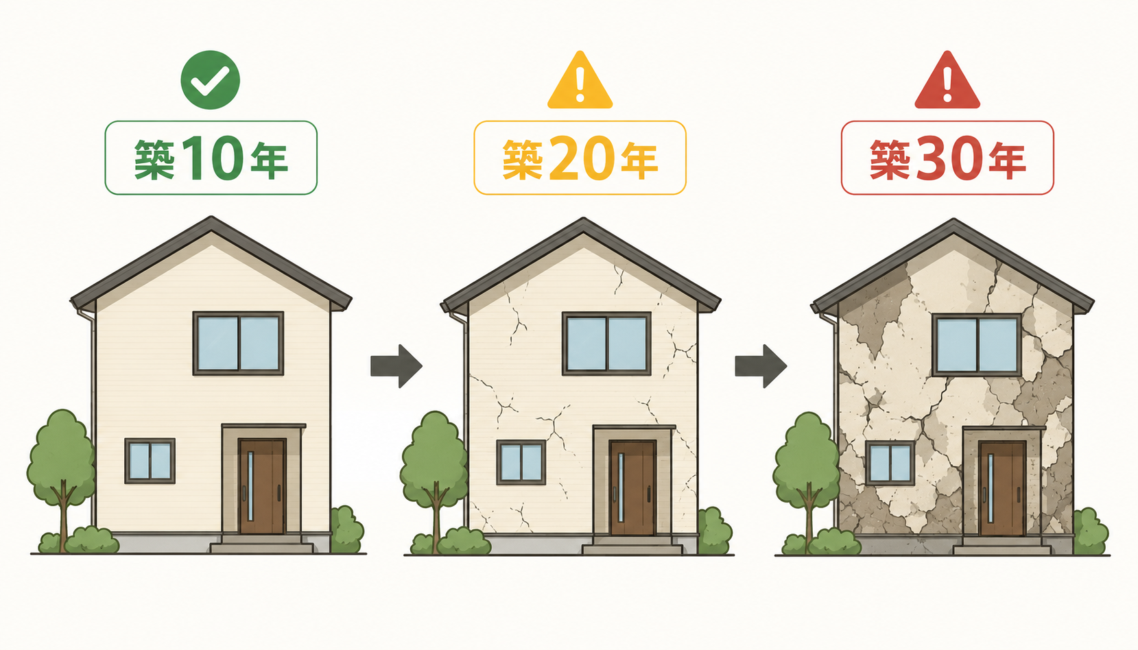 築年数別の劣化進行イメージ