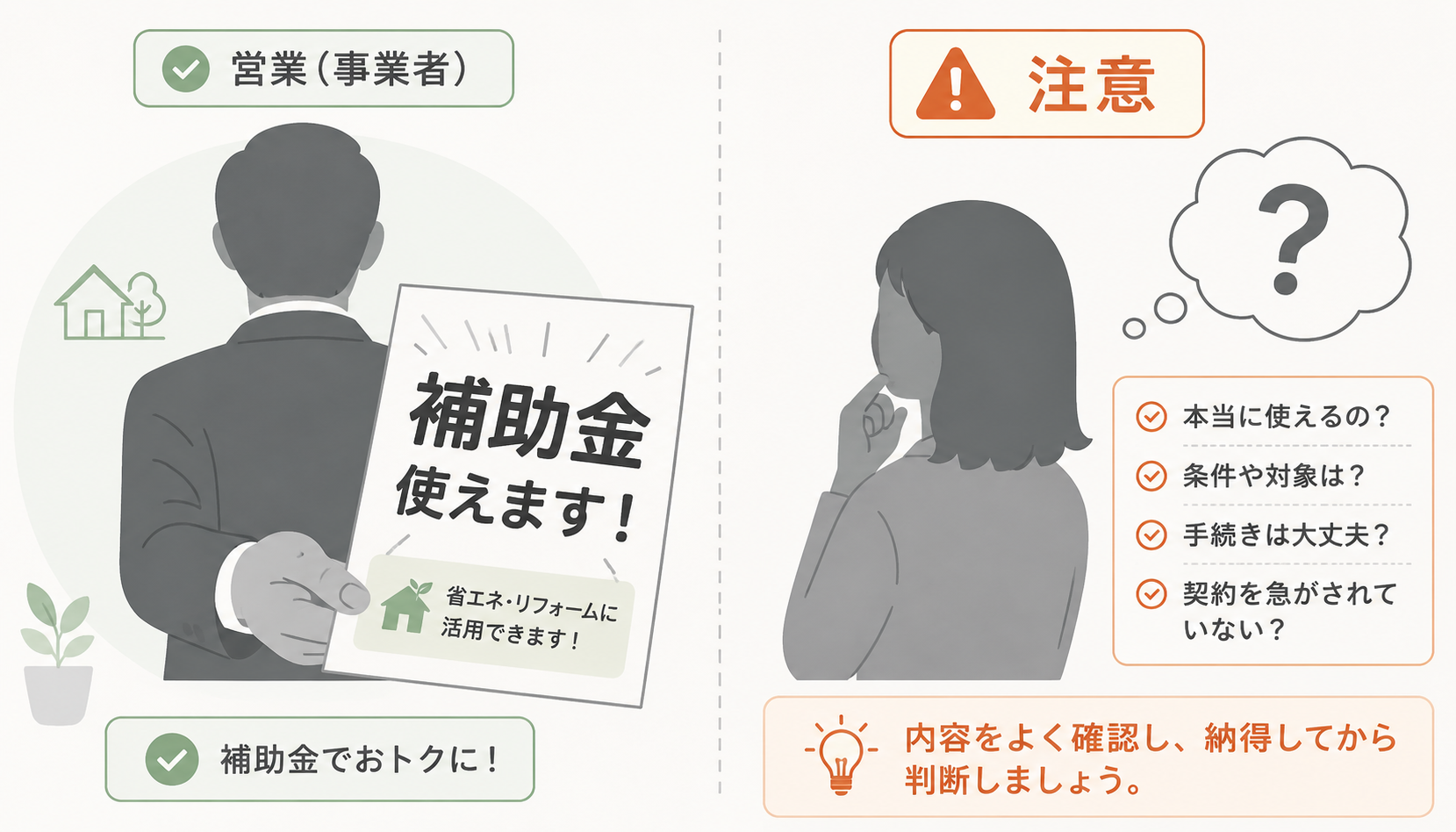 「補助金使えます」を強調する業者には要注意
