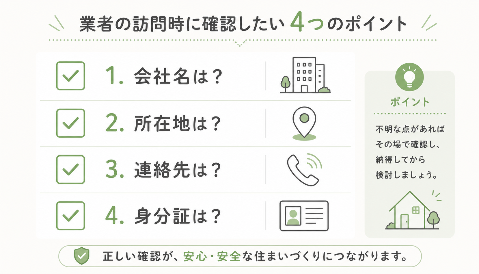訪問業者に必ず確認すべき4つのポイント