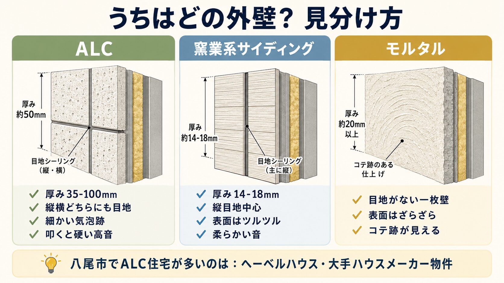ALCとサイディングの見分け方