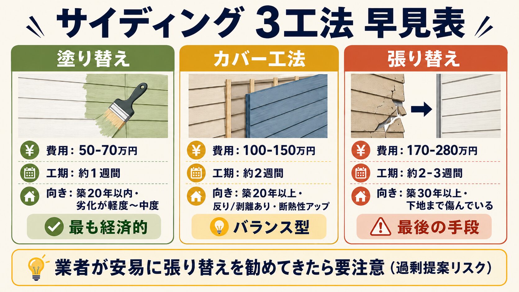 塗り替え・カバー・張り替え3工法