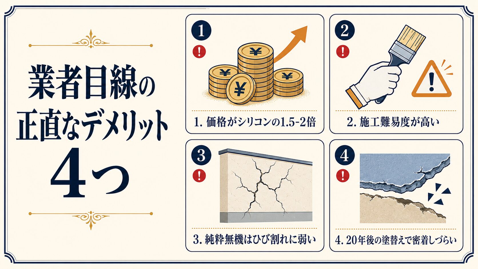 無機塗料のデメリット4つ
