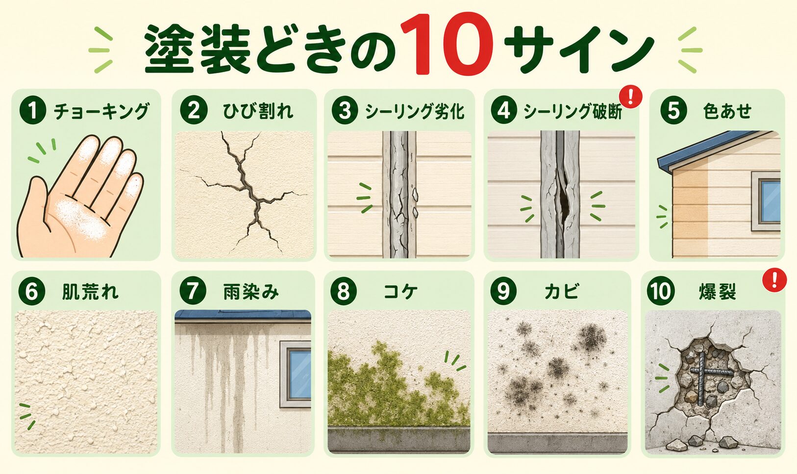 塗装のサイン10個まとめインフォグラフィック