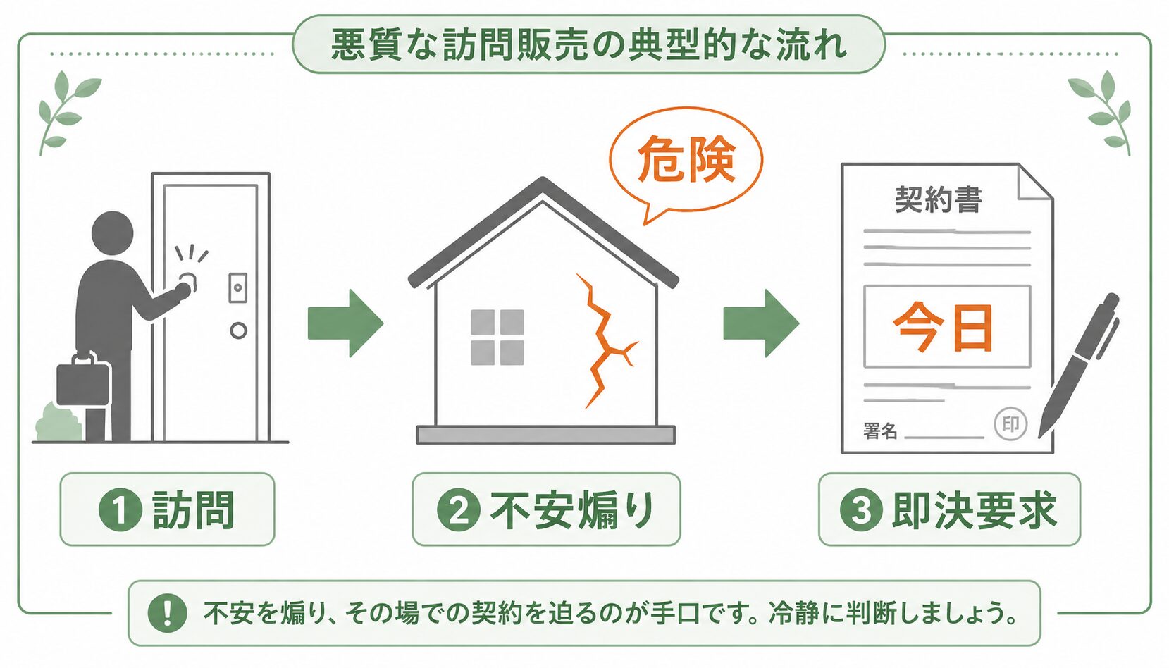 悪質業者の典型的な3ステップの営業手口