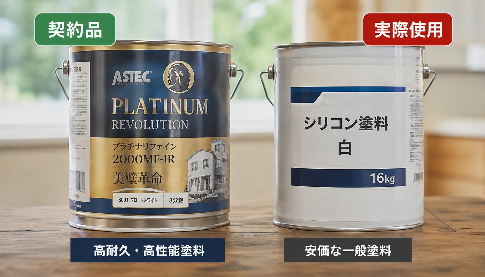 契約と異なる安価な塗料へのすり替えに注意