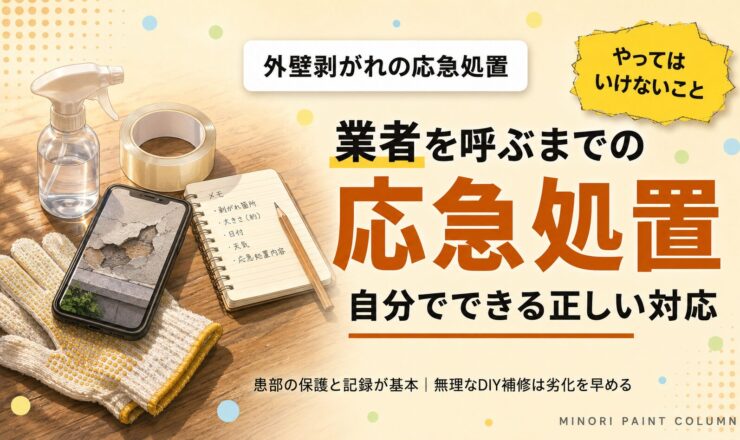 外壁の剥がれの応急処置｜業者を呼ぶまでの自分でできる対応
