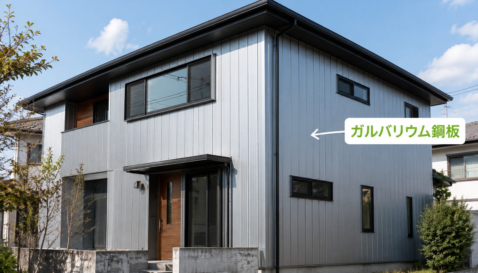 ガルバリウム鋼板を使用した住宅外壁