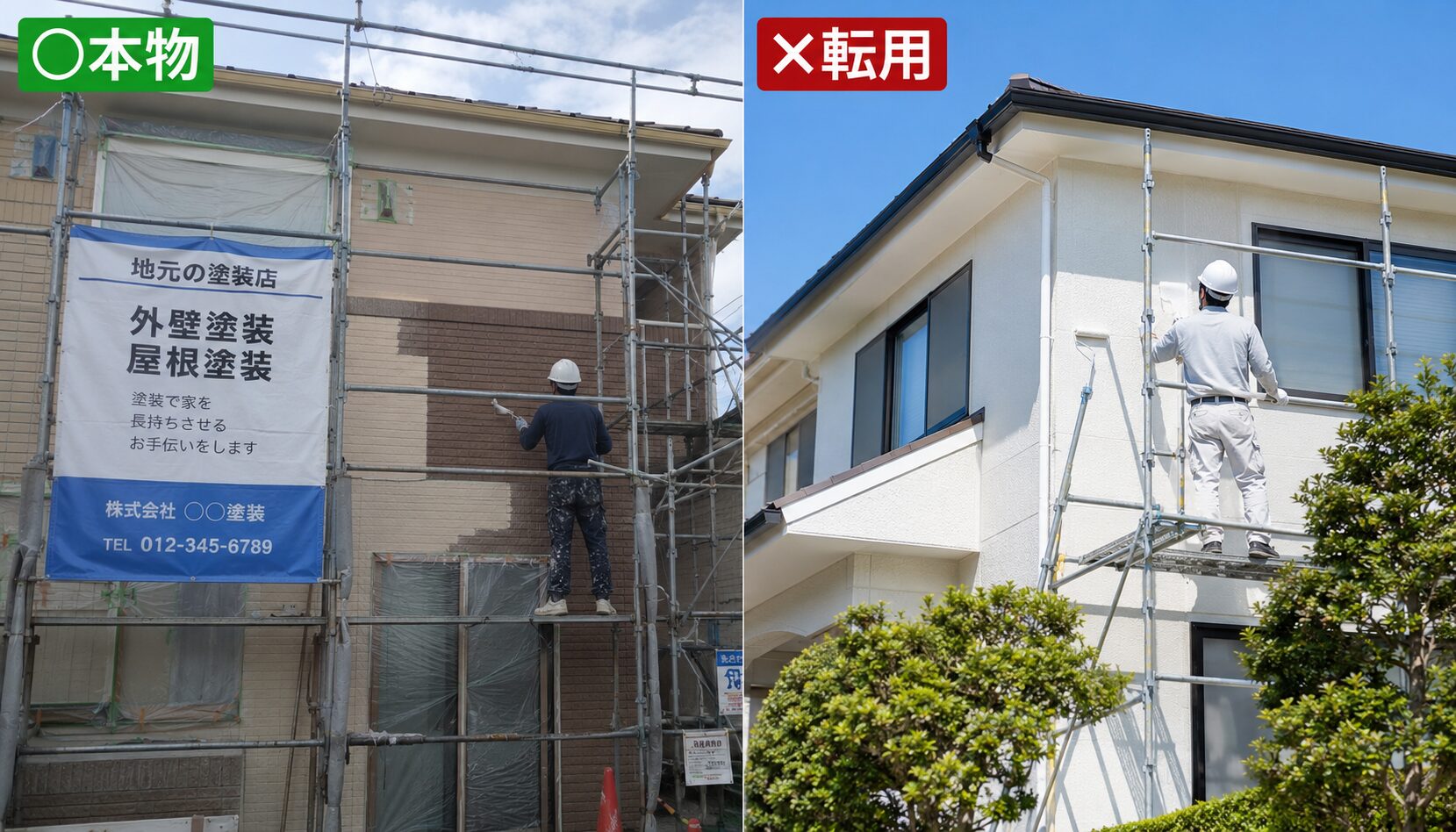 失敗例と成功例の配色比較