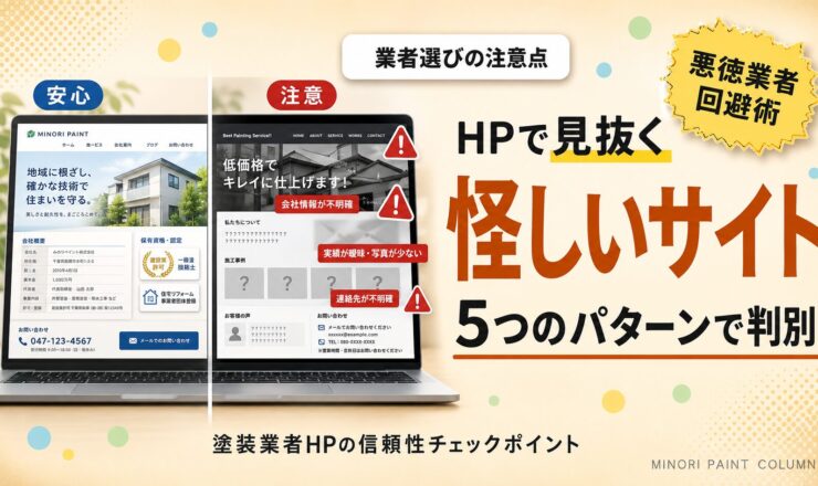 塗装業者のホームページから見抜く悪徳業者の特徴｜サイトの怪しいパターンを解説
