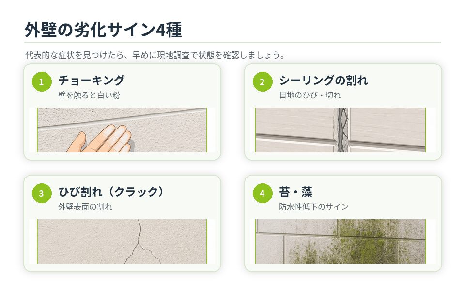 外壁の劣化サイン4種の図解