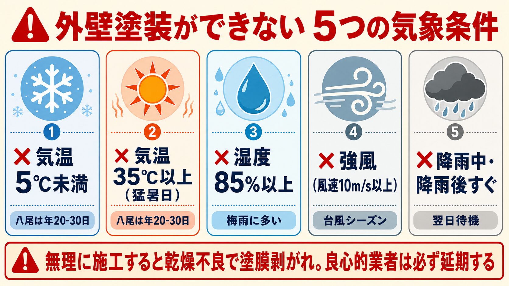 外壁塗装ができない気象条件