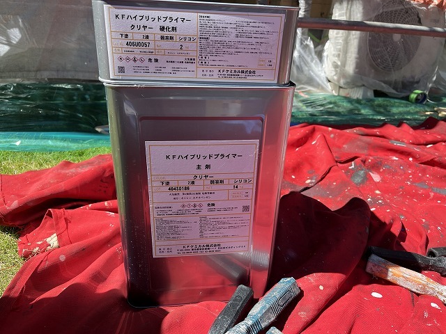 無機クリヤー塗装で使用した下塗り材の缶
