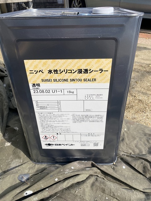下塗りに使用した水性シリコン浸透シーラー 日本ペイントの実缶
