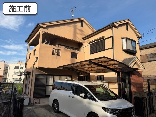 松原市別所 モルタル外壁とスレート屋根の施工前全景