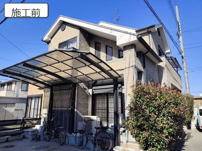 松原市大堀の築25年戸建て 外壁塗装前の全景