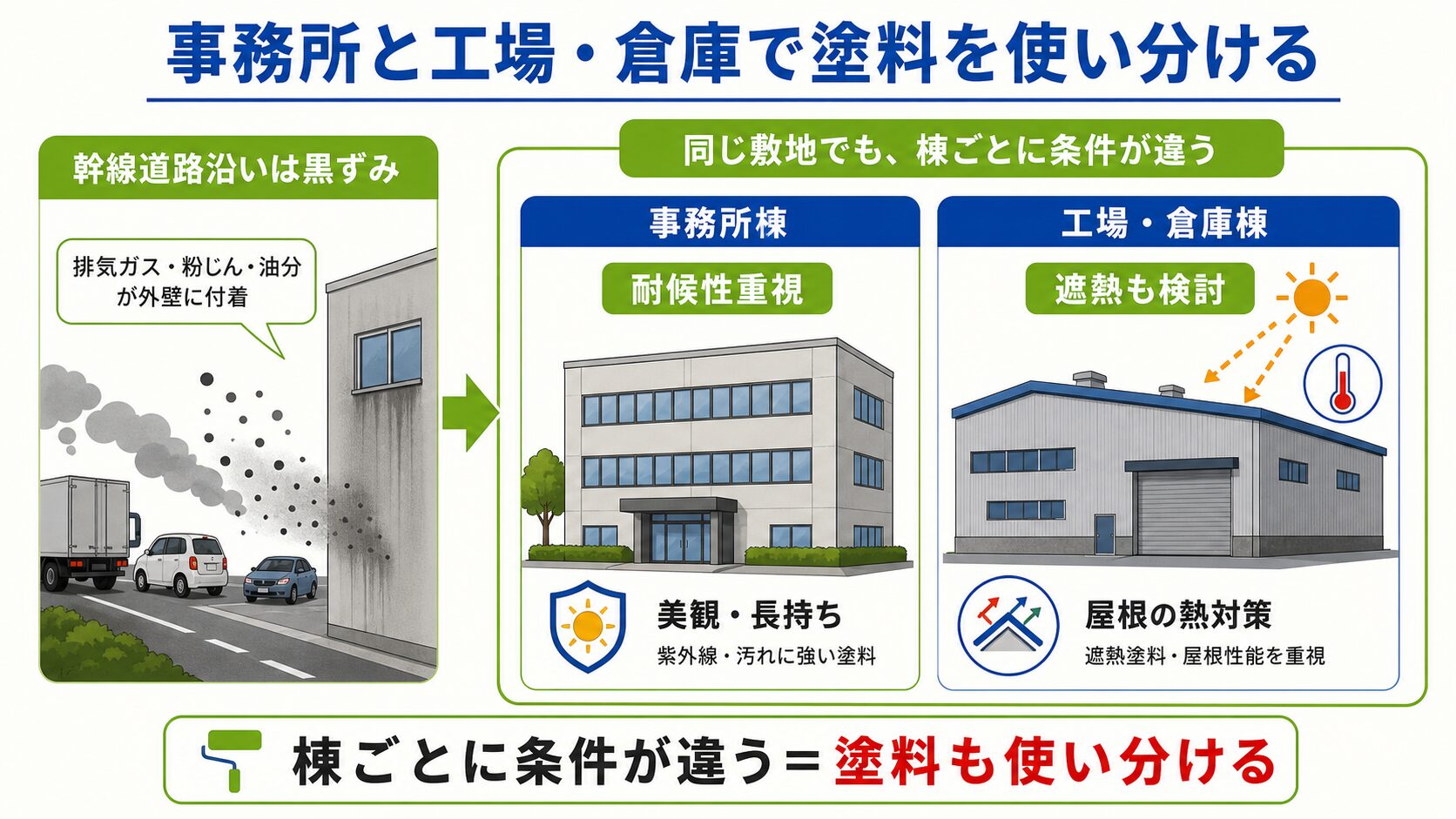 平野区の事務所・小規模テナントビルの外壁塗装|印象を変える外観・営業しながらの進め方・費用 図解
