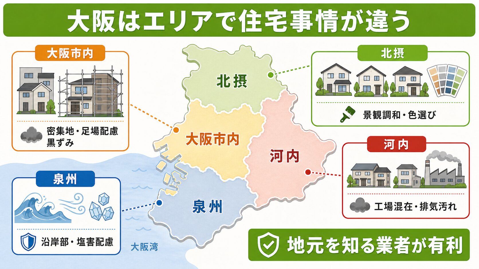 大阪の外壁塗装｜費用相場・エリア別の特性・失敗しない業者選び完全ガイド【2026年】 図解