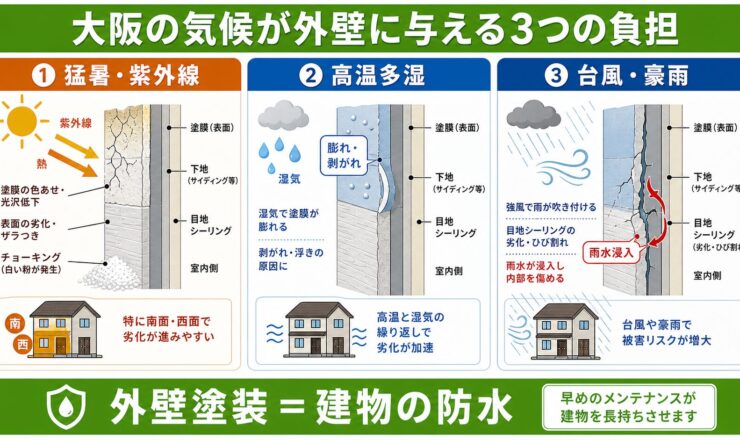 大阪の外壁塗装｜費用相場・エリア別の特性・失敗しない業者選び完全ガイド【2026年】 図解
