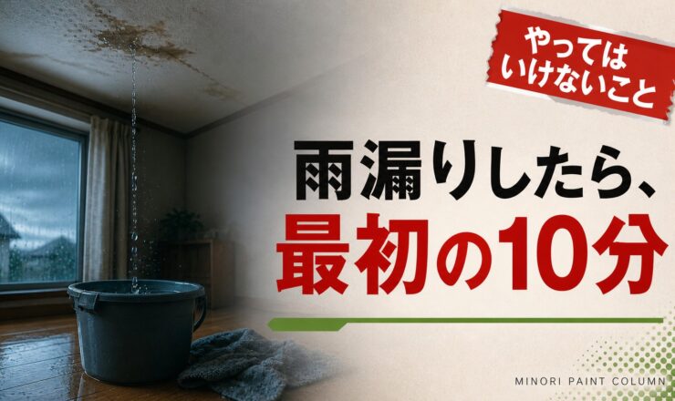 雨漏りした時の対処法。最初の10分でやる応急処置とやってはいけないことを示すサムネイル