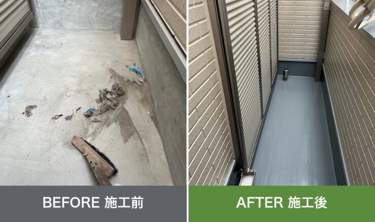 大東市の外壁塗装 施工前と施工後を並べた比較写真