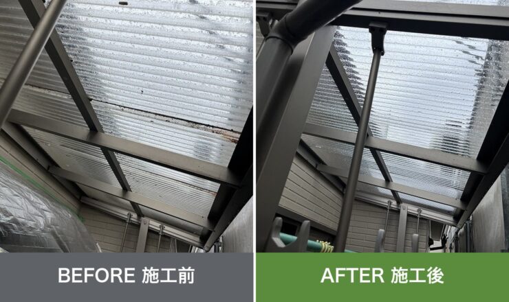 大東市の外壁塗装 施工前と施工後を並べた比較写真