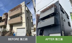 大東市谷川|築20年サイディングを薄ベージュから濃ネイビーへ|外壁ネイビー塗装の見え方と全工程