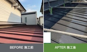大東市緑ヶ丘|築40年スレート屋根の塗膜剥離をやり直し塗装|屋根塗装が剥がれる原因を検証