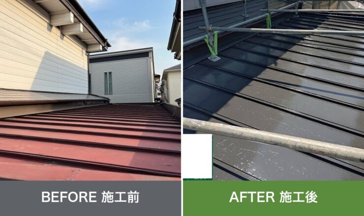 大東市緑ヶ丘の外壁塗装 施工前と施工後を並べた比較写真