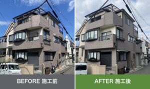 東大阪市日下町|築34年 劣化したスレート屋根を再塗装|塗装で直せる境界線と全工程