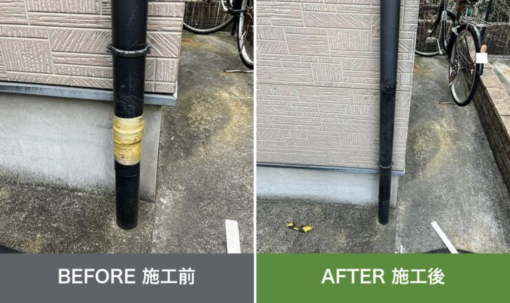 東大阪市の外壁塗装 施工前と施工後を並べた比較写真