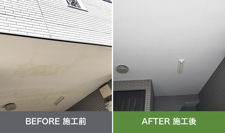 大阪市東住吉区住道矢田の外壁塗装 施工前と施工後を並べた比較写真