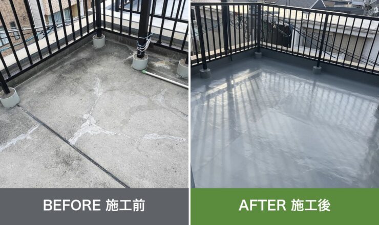 大阪市平野区加美南の外壁塗装 施工前と施工後を並べた比較写真