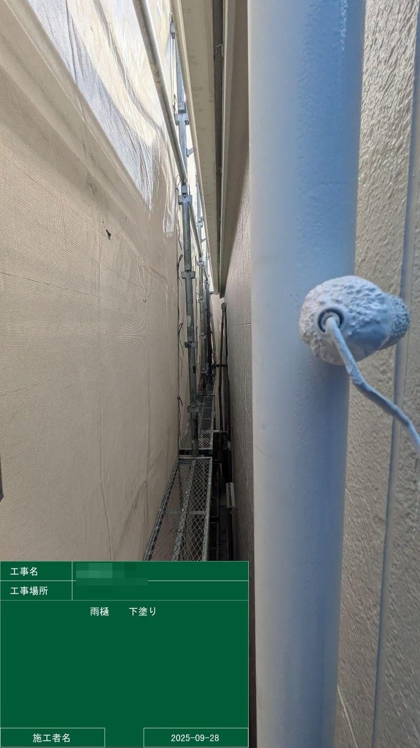 竪樋 下塗り