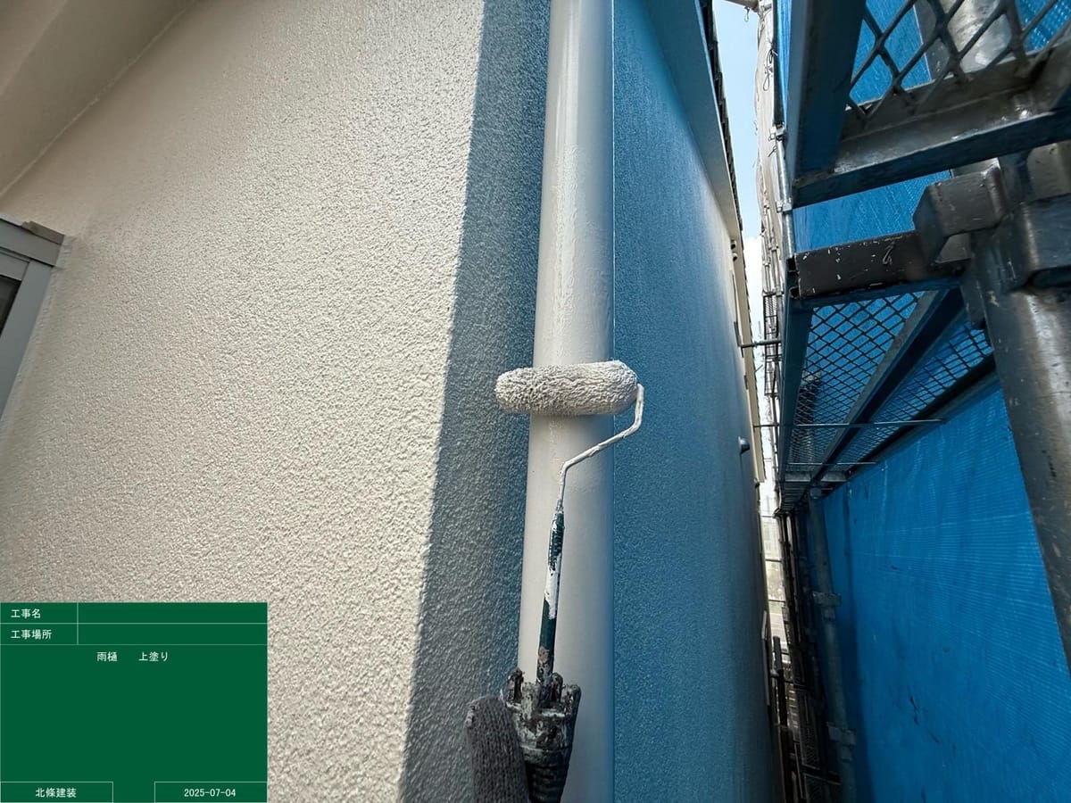 竪樋 上塗り