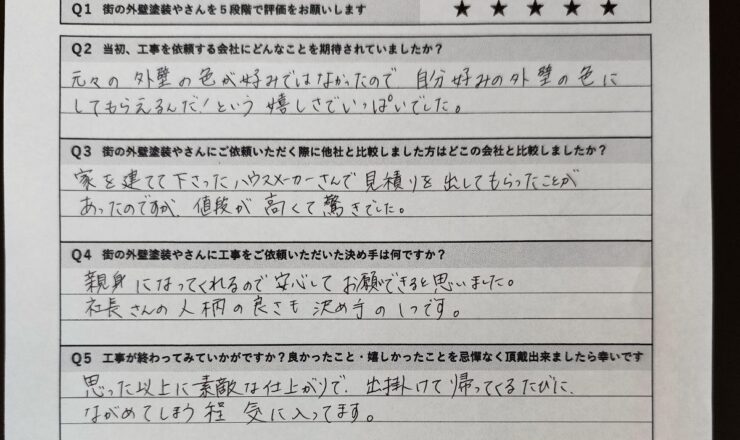 お客様アンケート（お名前・ご住所の欄は掲載していません）